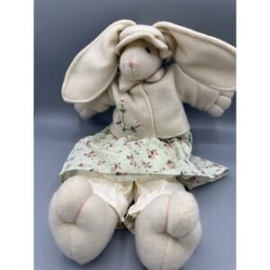 Vintage Style Bunny Plush Floral Dress Easter Rabbit 18” Cottagecore